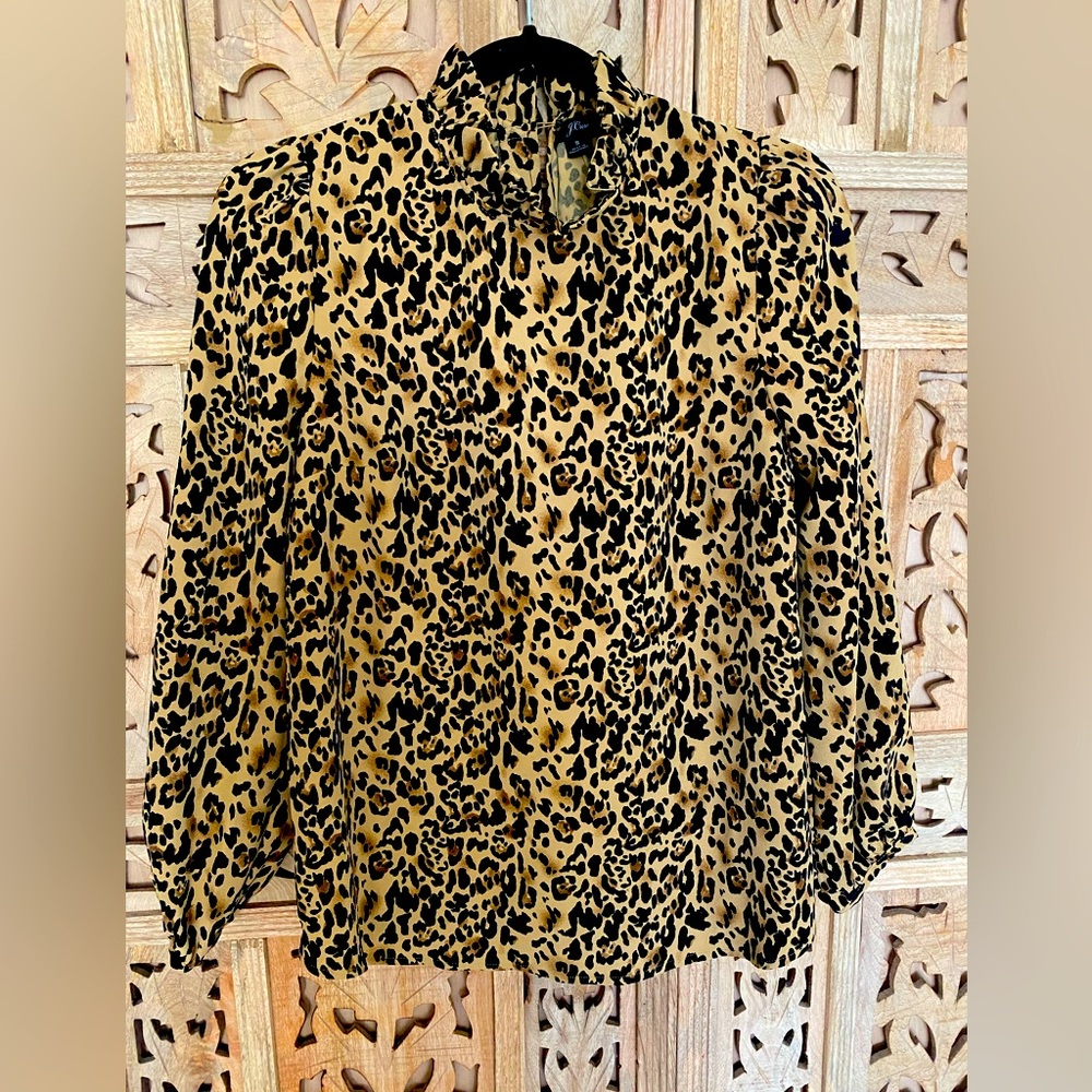 J Crew Cheetah Print Blouse.  Fits 0-6.  Like new